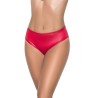 String bande large en wetlook rouge, taille haute, tissu fronçé à l'arrière 