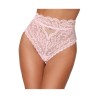 String dentelle taille haute rose 