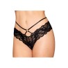 Culotte en dentelle noire avec lanières et chaines dorées 