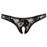 String ouvert à l'entre-jambe en dentelle noire 