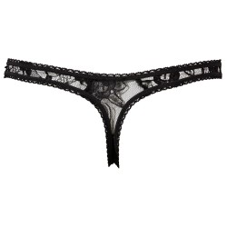 String ouvert à l'entre-jambe en dentelle noire 
