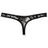 String ouvert à l'entre-jambe en dentelle noire 
