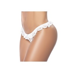 Culotte ouverte blanche avec froufrou en dentelle 
