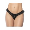 Culotte ouverte noire avec froufrou en dentelle 