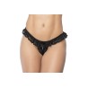 Culotte ouverte noire avec froufrou en dentelle 