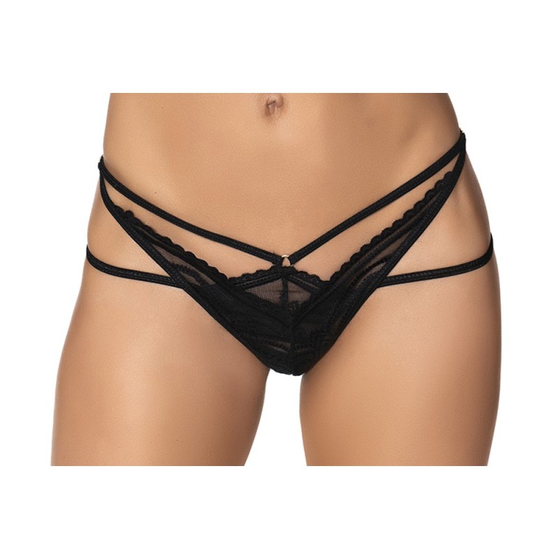 String noir avec lanières 