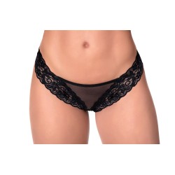 String dentelle et fine résille noire 