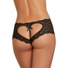 Shorty noir de dentelle ouvert et ajouré sur les fesses forme coeur 