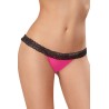 Tanga rose ouverture coeur et dentelle noire 