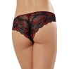 Tanga uni rouge et dentelle noire 