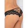Tanga noir dentelle ajouré sur les fesses ornements croisés 