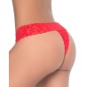 String ouvert brésilien rouge en dentelle 