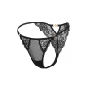 Tanga noir en dentelle avec bijou losanges dorés