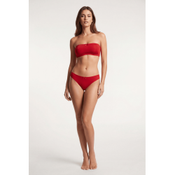Culotte rouge en dentelle avec nœud en satin