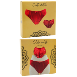 Culotte rouge en dentelle avec nœud en satin