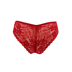 Culotte rouge en dentelle avec nœud en satin