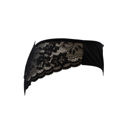 Culotte noire en dentelle avec nœud en satin