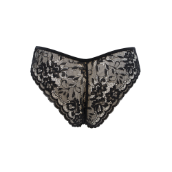 Culotte noire en dentelle avec nœud en satin