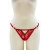 String rouge avec bijou perle  strass dorés