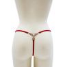 String rouge avec bijou perle  strass dorés