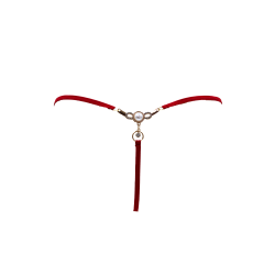 String rouge avec bijou perle  strass dorés
