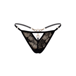 String noir avec bijou perle  strass dorés