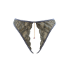 String gris avec bijou couleur aléatoire et chaîne dorée
