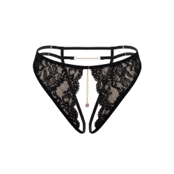 String noir avec bijou couleur aléatoire et chaîne dorée