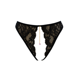 String noir avec bijou couleur aléatoire et chaîne dorée
