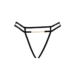 String noir avec bijou couleur aléatoire et chaîne dorée