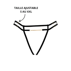 String noir avec bijou couleur aléatoire et chaîne dorée