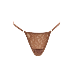 String taupe en dentelle avec bijou cœur doré