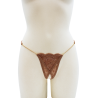 String en dentelle taupe ouvert avec chaînes dorées