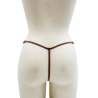 String en dentelle taupe ouvert avec chaînes dorées