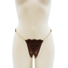 String en dentelle marron ouvert avec chaînes dorées