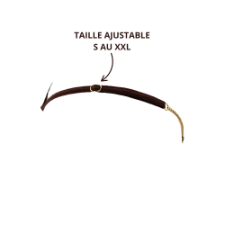 String en dentelle marron ouvert avec chaînes dorées