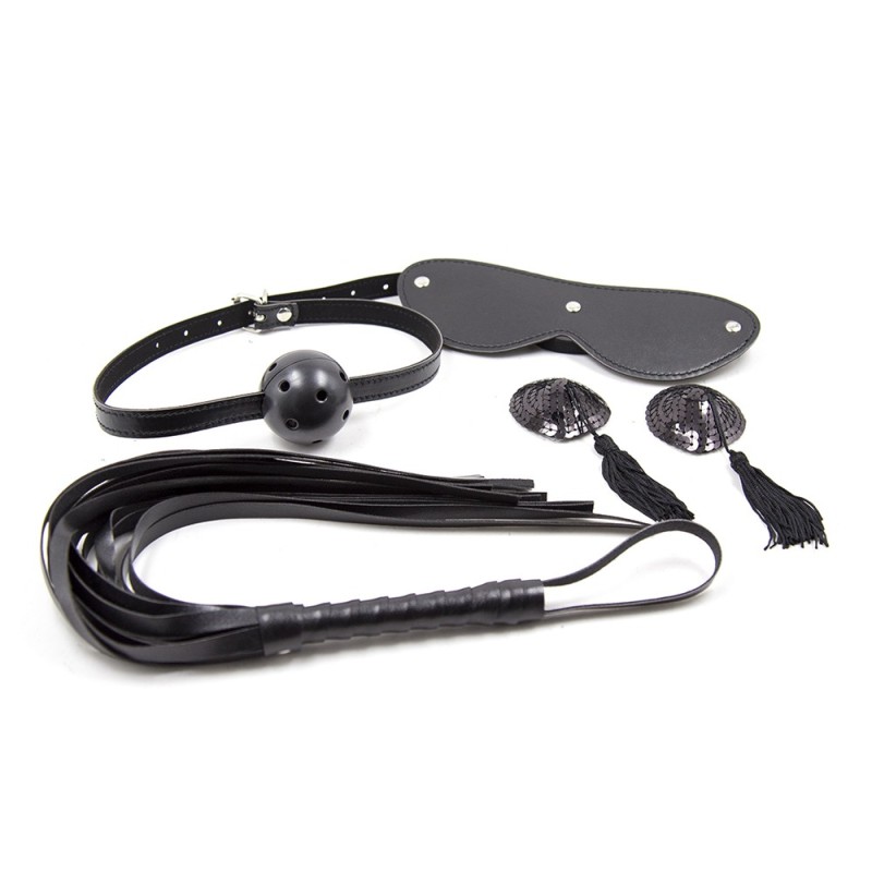 Ensemble Bondage noir - 4 pièces 