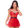Déguisement Mère Noël 2 pièces avec nuisette transparente et string - Mapalé