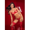 Ensemble 2 pièces rouge rubis avec soutien-gorge brodé à armatures et string - Mapalé