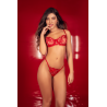 Ensemble 2 pièces rouge rubis avec soutien-gorge brodé à armatures et string - Mapalé