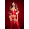Ensemble 2 pièces rouge écarlate avec bustier brodé de sequins et string - Mapalé