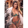 Ensemble 3 pièces vert aurore avec soutien-gorge brodé, porte-jarretelles et string - Mapalé