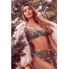 Ensemble 3 pièces vert aurore avec soutien-gorge brodé, porte-jarretelles et string - Mapalé