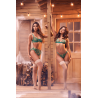 Ensemble 2 pièces vert aurore avec soutien-gorge brodé transparent et string - Mapalé