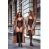 Ensemble 2 pièces avec bustier transparent à armatures et jarretelles noir - Mapalé