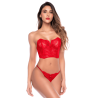 Ensemble 2 pièces bustier en dentelle rouge et string - Mapalé