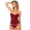 Corset bustier en dentelle bordeaux avec fermeture devant et laçage dos - Mapalé