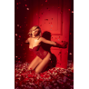 Corset bustier en dentelle bordeaux avec fermeture devant et laçage dos - Mapalé