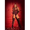 Corset bustier sans bretelles brodé noir et rouge avec laçage dos - Mapalé