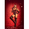 Corset bustier sans bretelles brodé noir et rouge avec laçage dos - Mapalé